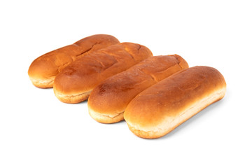Hot dog buns isolated on white background. 