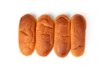 Hot dog buns isolated on white background. 