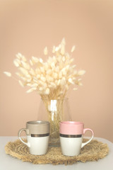 Two coffee or tea cup on table