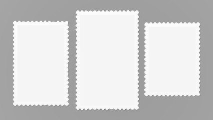 Ragged postage stamps. Torn blank postmarks for postcard marking.