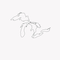 Great Lakes Map. Raster illustration