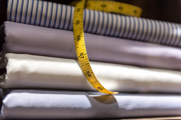 Tailor's Tape Measure and Fabric Swatches