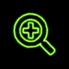 green neon symbol search plus
