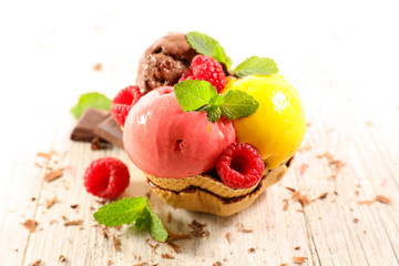 ice cream and fruit