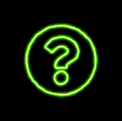 green neon symbol question circle