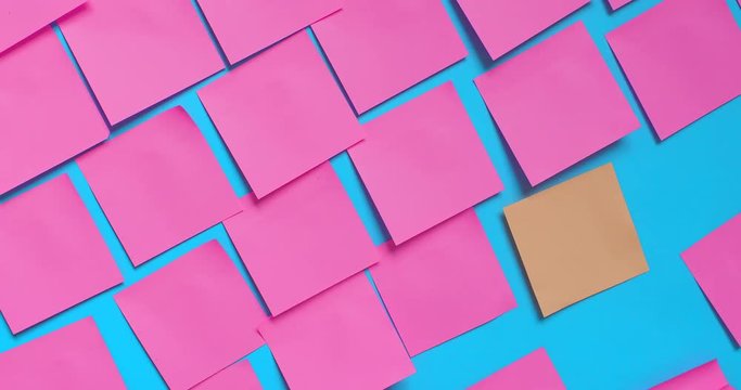 Post it notes on blue wall