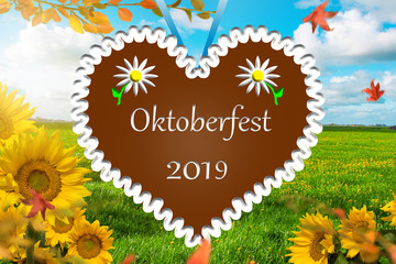 Oktoberfest Karte 2019. Lebkuchenherz 