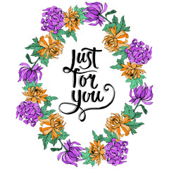 Vector Chrysanthemum floral botanical flowers. Engraved ink art. Frame border ornament square.