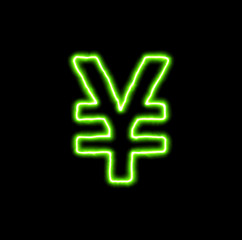 green neon symbol yen sign