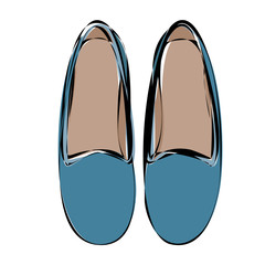 vector, isolated, top view of women's shoes, contour