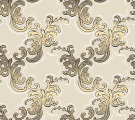 Baroque seamless pattern. Classical luxury old fashioned classic ornament, royal victorian seamless texture for wallpapers, textile, wrapping. Exquisite floral baroque template.