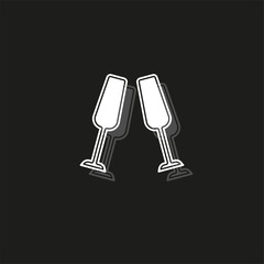 Fototapeta premium champagne bottle icon - drink alcohol symbol - holiday celebration icon