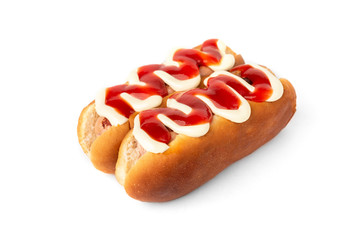 Hot dog isolated on white background. 