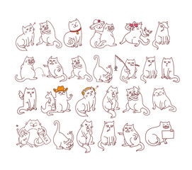 Big set of cats stickers emojis