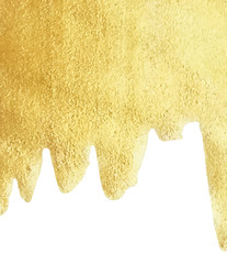 Gold paint drip isolated on white background