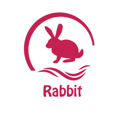 vector illustration emblem rabbit, hare.