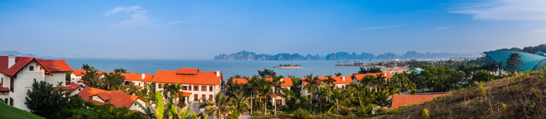 A panorama of the Tuan Chau Island and Halong Bay, Vietnam