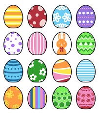 イースターエッグ　黒線　イラスト素材