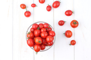 Naklejka na ściany i meble Fresh tomatoes on white backgrjund