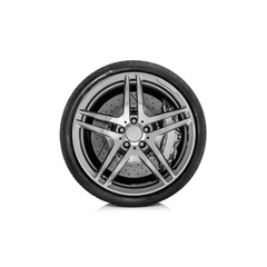 Obraz premium Car tire isolated on white background. Summer new car tyre.