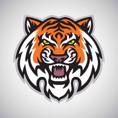 Angry Tiger Head Logo Vector Mascot Illustration 