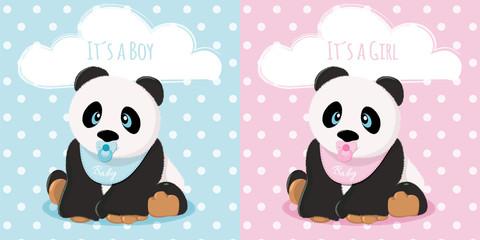 Babies panda boy and girl