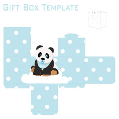 Template for baby boy panda gift box