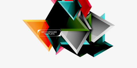 Minimal geometrical triangles with 3d effect abstract background template