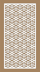 Laser cutting. Arabesque vector panel. Template for interior partition in arabic style. Ratio 1:2