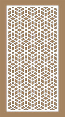 Laser cutting. Arabesque vector panel. Template for interior partition in arabic style. Ratio 1:2