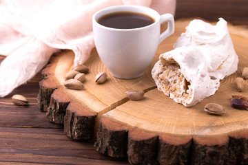 dessert. French meringues with nuts, pistachios