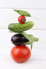 Fresh vegetables on white background