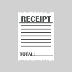 Receipt icon. Flat design. Vector illustration