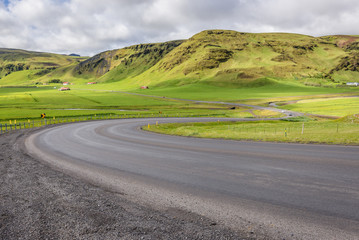 So called Ring Road, main road in Iceland near Vik town
