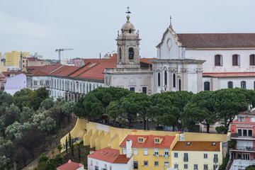 Graca church and monastery seen from St George castle in Lisbon, capital city of Portugal