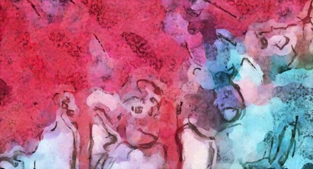 Fototapeta premium Abstract acrylic watercolor background. Colorful high resolution texture. Warm and bright colors pattern.