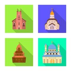 Fototapeta premium Isolated object of cult and temple symbol. Collection of cult and parish stock vector illustration.
