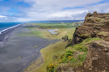 Fototapeta na wymiar View from the top of Dyrholaey foreland located on the south coast of Iceland