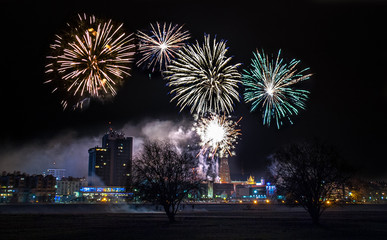 Fireworks for New Year in Osijek city