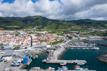 Naklejka premium Aerial view of Atlantic coast at Vila Franca do Campo, Sao Miguel island, Azores, Portugal.. Photo made by drone.