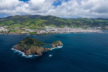 Aerial view of Islet of Vila Franca do Campo, Sao Miguel island, Azores, Portugal.