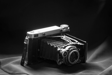 vintage camera on black backgrounf