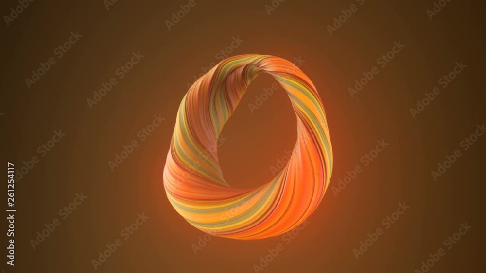 Poster Orange colored twisted shape motion graphics background. Computer generated abstract geometric 3D render loop animation. 4K, Ultra HD resolution.