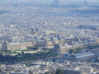 View of the city of Paris from the height of the Eiffel Tower.