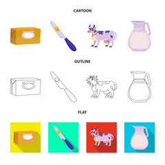 Isolated object of creamy and product logo. Set of creamy and farm stock vector illustration.