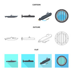 Isolated object of war  and ship logo. Set of war  and fleet stock symbol for web.