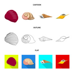 Vector illustration of animal and decoration sign. Set of animal and ocean stock vector illustration.