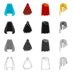 Isolated object of material and clothing sign. Set of material and garment stock vector illustration.