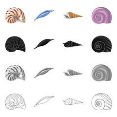 Fototapeta premium Vector design of animal and decoration symbol. Set of animal and ocean vector icon for stock.