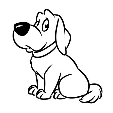Sad dog animal character cartoon illustration isolated image coloring page